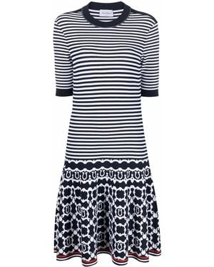 Ferragamo Stripe-Print Midi Dress - Blue