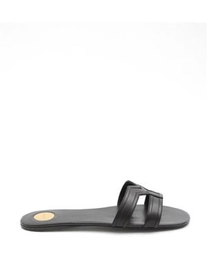 Saint Laurent Mabrouka Leather Flat Sandals - White