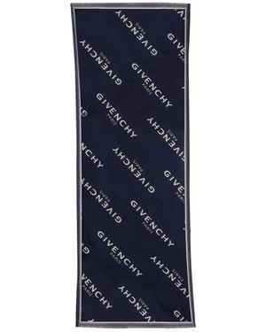 Givenchy Monogram Fringed Scarf - Blue