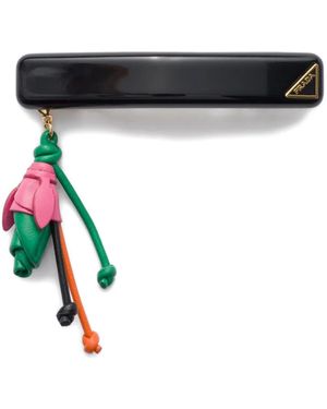 Prada Haarspange Aus Acrylglas Und Metall - Schwarz