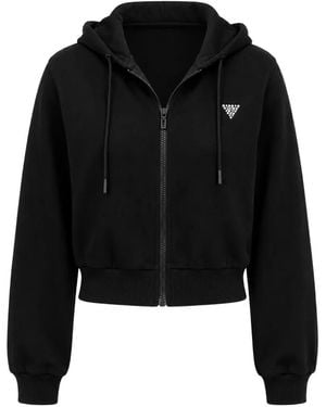 Guess Hoodie Zippé À Ornements Strassés - Noir