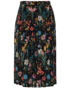 Gucci Long Floral Skirt - Black