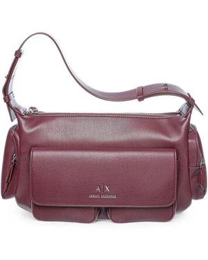 ARMANI EXCHANGE Grand Sac Porté Épaule À Plaque Logo - Purple