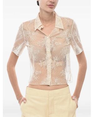 Off-White c/o Virgil Abloh Lace Bowling Shirt Romantic - Natural