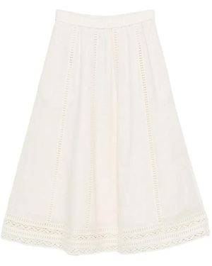 Weekend by Maxmara Lace-Trim Midi Kirt - White