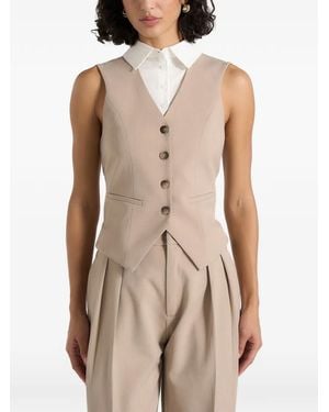 Manière De Voir Irene Collar-Detail Cinched Suit Vest - Natural