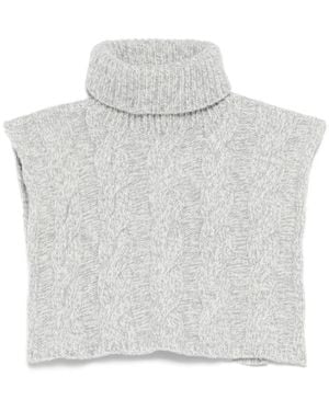 Eleventy Cable-Knit Turtleneck Neck Warmer - Gray