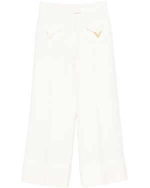 Valentino Garavani Broek Met V-Detail En Zak - Wit