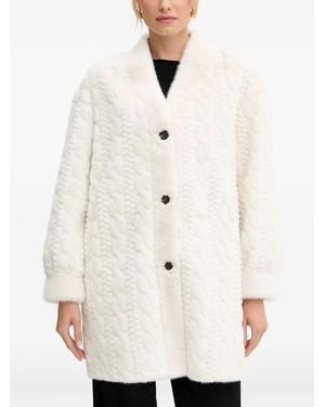 ERMANNO FIRENZE Cable-Knit Buttoned Coat - White