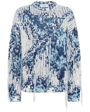 Laneus Distressed Intarsia-Knit Jumper - Blue