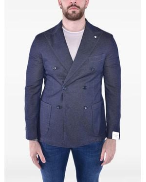 L.B.M. 1911 Double-Breasted Textured Jacket - Blue
