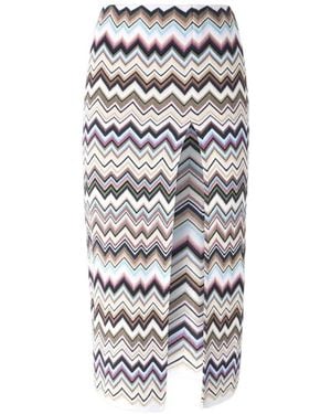 Missoni Zigzag Wool Midi Skirt With Slit - White