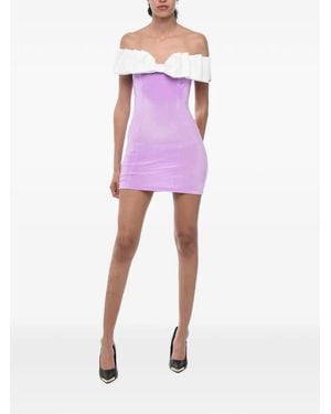 Adriana Hot Couture Bow-Detail Chenille Mini Dress - Purple