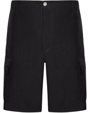 120% Lino Linen Cargo Shorts - Black