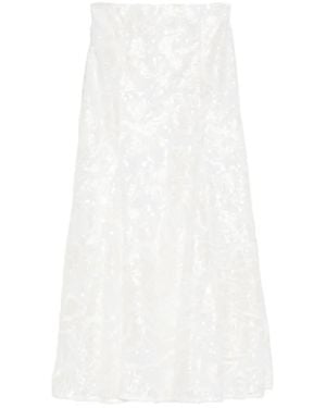 Self-Portrait Sequinned Lace Midi Skirt - White