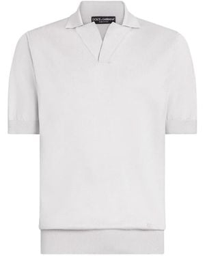 Dolce & Gabbana Silk Polo Shirt - White