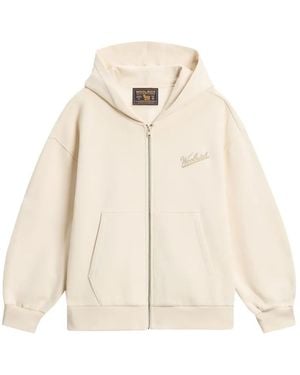 Woolrich Logo-Embroidered Zip-Up Hoodie - Natural