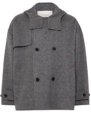 JW Anderson Doppelreihiger Kapuzenmantel - Grau