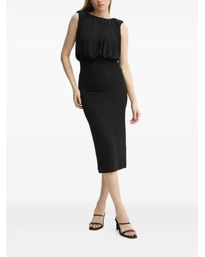 Day Birger et Mikkelsen Gerafftes Virgine Midikleid aus Rippstrick - Schwarz