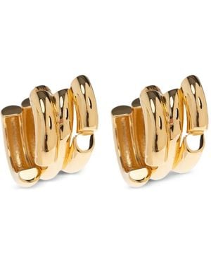 Balenciaga Engraved-Logo Hoop Earrings - Metallic