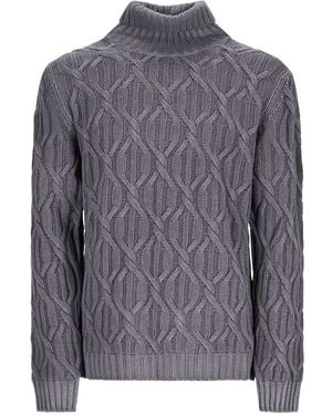 PT Torino Turtleneck Cable-Knit Jumper - Grey