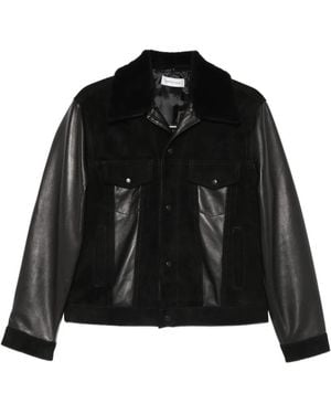 Ernest W. Baker Veste En Cuir À Empiècements - Black
