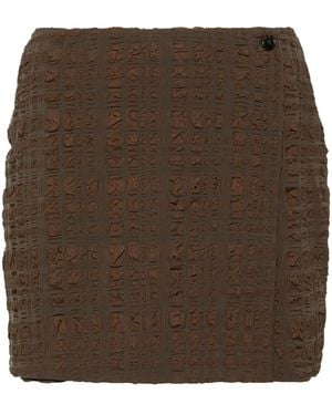 Nanushka Layered Seersucker Shorts - Brown
