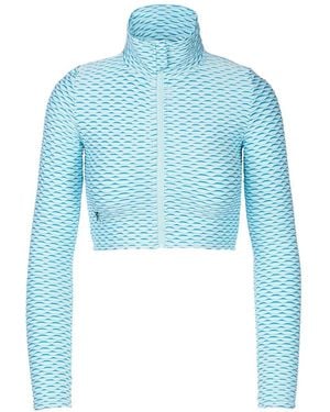 Tessitura Body Couture 3D-Textured Cropped Top - Blue
