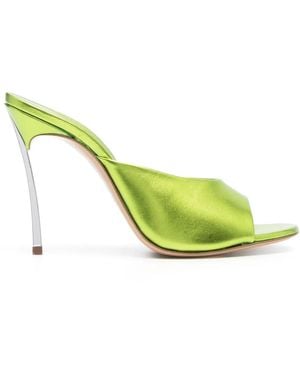 Casadei 105Mm Metallic Leather Sandals - Green