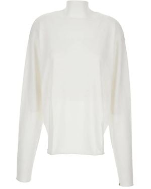 Extreme Cashmere Turtleneck Cotton-Cashmere Sweater - White