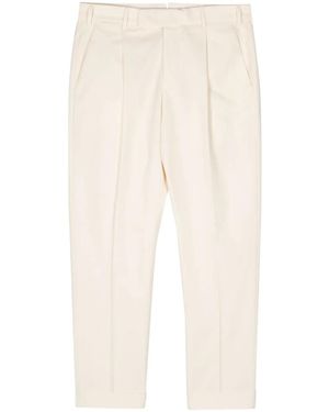 PT Torino Pressed-Crease Slim-Cut Trousers - Natural