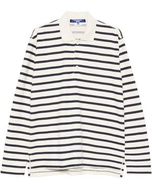 Junya Watanabe Striped Cotton Polo Shirt - White