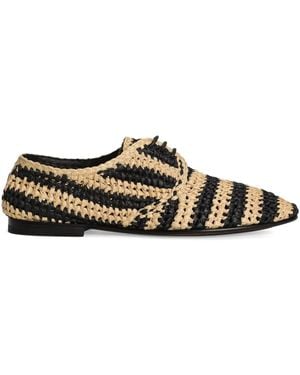 Dolce & Gabbana Striped Raffia Derby Shoes - White