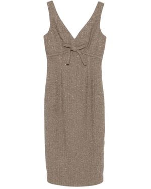 ERMANNO FIRENZE Bow-Detail Midi Dress - Brown