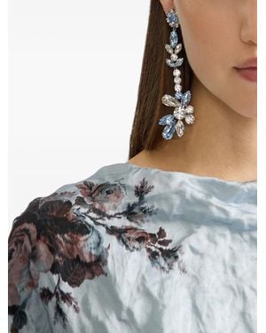 Erdem Crystal-Embellished Floral-Motif Earrings - White