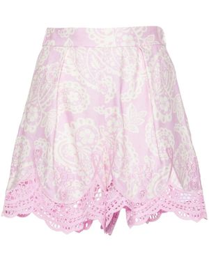 Maje Broderie-Anglaise Printed Shorts - Pink