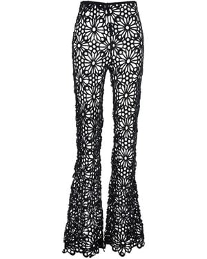 Norma Kamali Pantalon En Crochet À Fleurs - Noir