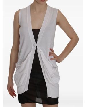 Pink Memories Sleeveless V-Neck Gilet - White