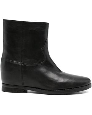 Julie Dee Leather Ankle Boots - Black