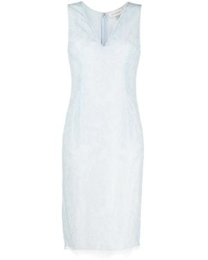 Gemy Maalouf Chantilly Lace V-Neck Midi Dress - White