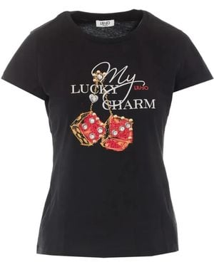 Liu Jo T-Shirt With Jewel-Embroidery - Black