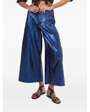 Lanhtropy Metallic-Effect Palazzo Pants - Blue