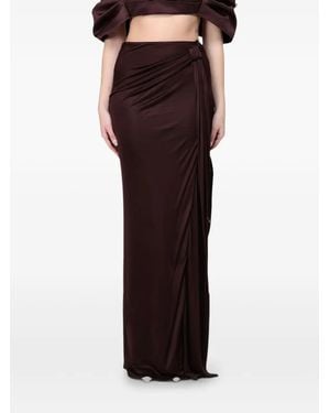 Elisabetta Franchi Knot-Detail Draped Maxi Skirt - Brown