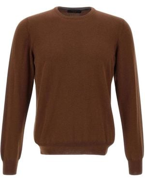 Gran Sasso Crew-Neck Ribbed Sweater - Brown