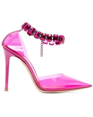 Gianvito Rossi 100Mm Transparent Crystal-Embellished Pumps - Pink