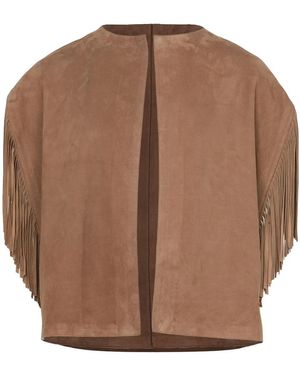 Yves Salomon Fringed-Trim Jacket - Brown