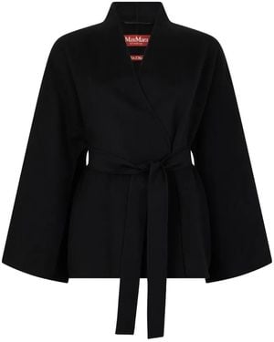 Max Mara Belted Wide-Sleeve Coat - Black