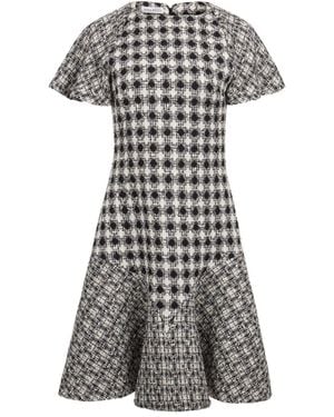 Nina Ricci Tweed Flared-Hem Mini Dress - Black
