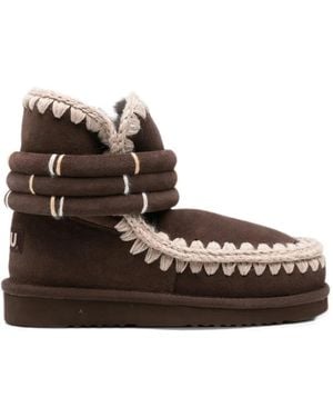 Mou Eskimo 18 Crochet-Trim Wrap-Around Boots - Brown