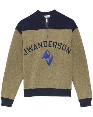 JW Anderson Sweat Zippé À Logo Brodé - Bleu